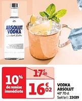 Promoties Vodka absolut - Absolut - Geldig van 07/05/2024 tot 13/05/2024 bij Auchan