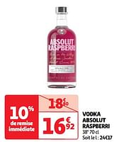 Promoties Vodka absolut raspberri - Absolut - Geldig van 07/05/2024 tot 13/05/2024 bij Auchan