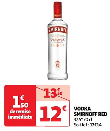 Promotions Vodka smirnoff red - Smirnoff - Valide de 07/05/2024 à 13/05/2024 chez Auchan Ronq