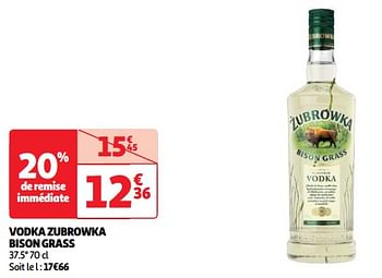 Promoties Vodka zubrowka bison grass - Zubrowka - Geldig van 07/05/2024 tot 13/05/2024 bij Auchan