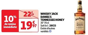 Promoties Whisky jack daniel`s tennessee honey - Jack Daniel's - Geldig van 07/05/2024 tot 13/05/2024 bij Auchan