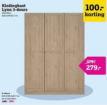Promotions Kledingkast lynn 3-deurs - Produit maison - Leen Bakker - Valide de 06/05/2024 à 12/05/2024 chez Leen Bakker