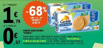 Promotions Sablés sans sucres gerblé - Gerblé - Valide de 07/05/2024 à 18/05/2024 chez E.Leclerc