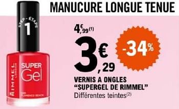 Promotions Vernis a ongles supergel de rimmel - Rimmel - Valide de 07/05/2024 à 18/05/2024 chez E.Leclerc