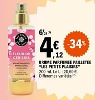 Promotions Brume parfumee pailletee les petits plaisirs - Les Petits Plaisirs - Valide de 07/05/2024 à 18/05/2024 chez E.Leclerc