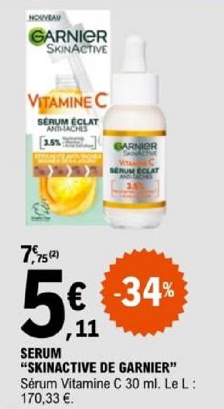 Promoties Serum skinactive de garnier - Garnier - Geldig van 07/05/2024 tot 18/05/2024 bij E.Leclerc