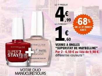 Promotions Vernis a ongles superstay de maybelline - Maybelline - Valide de 07/05/2024 à 18/05/2024 chez E.Leclerc