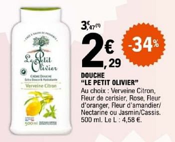Promotions Douche le petit olivier - Le Petit Olivier - Valide de 07/05/2024 à 18/05/2024 chez E.Leclerc