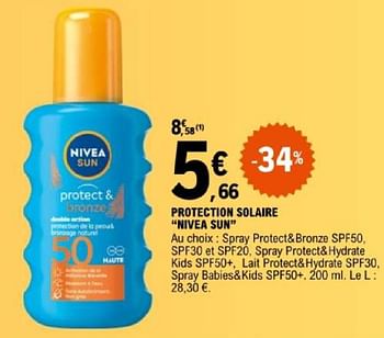 Promotions Protection solaire nivea sun - Nivea - Valide de 07/05/2024 à 18/05/2024 chez E.Leclerc