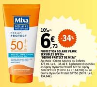 Promotions Protection solaire peaux sensibles spf50+ dermo protect de mixa - Mixa - Valide de 07/05/2024 à 18/05/2024 chez E.Leclerc