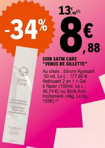 Promotions Soin satin care venus de gillette - Gillette - Valide de 07/05/2024 à 18/05/2024 chez E.Leclerc