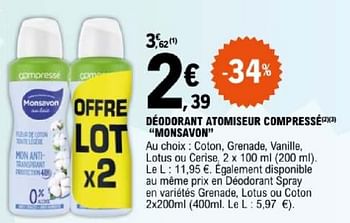 Promotions Déodorant atomiseur compressé monsavon - Monsavon - Valide de 07/05/2024 à 18/05/2024 chez E.Leclerc