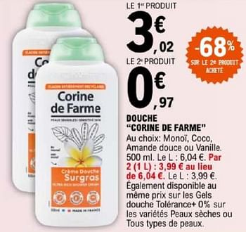 Promoties Douche corine de farme - Corine de farme - Geldig van 07/05/2024 tot 18/05/2024 bij E.Leclerc