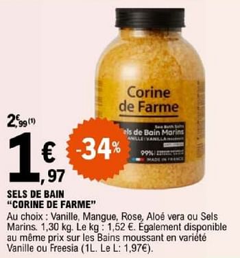 Promotions Sels de bain corine de farme - Corine de farme - Valide de 07/05/2024 à 18/05/2024 chez E.Leclerc