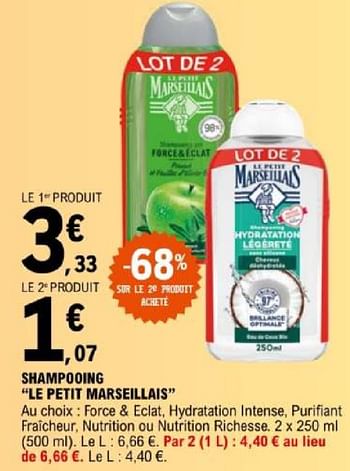 Promotions Shampooing le petit marseillais - Le Petit Marseillais - Valide de 07/05/2024 à 18/05/2024 chez E.Leclerc