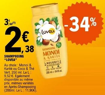 Promoties Shampooing lovea - Lovea - Geldig van 07/05/2024 tot 18/05/2024 bij E.Leclerc
