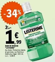 Promotions Bain de bouche listerine - Listerine - Valide de 07/05/2024 à 18/05/2024 chez E.Leclerc