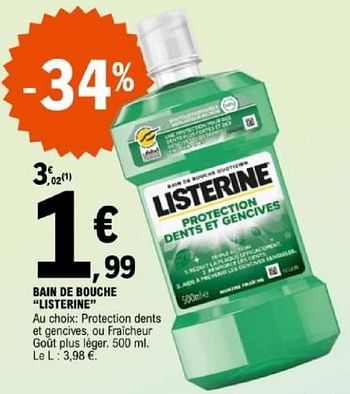 Promoties Bain de bouche listerine - Listerine - Geldig van 07/05/2024 tot 18/05/2024 bij E.Leclerc