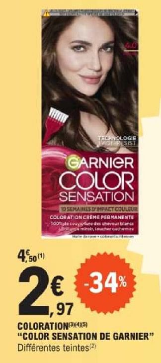 Promoties Coloration color sensation de garnier - Garnier - Geldig van 07/05/2024 tot 18/05/2024 bij E.Leclerc