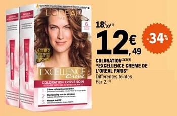 Promoties Coloration excellence creme de l`oreal paris - L'Oreal Paris - Geldig van 07/05/2024 tot 18/05/2024 bij E.Leclerc