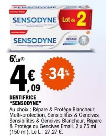 Promoties Dentifrice sensodyne - Sensodyne - Geldig van 07/05/2024 tot 18/05/2024 bij E.Leclerc