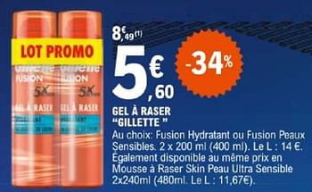 Promoties Gel à raser gillette - Gillette - Geldig van 07/05/2024 tot 18/05/2024 bij E.Leclerc