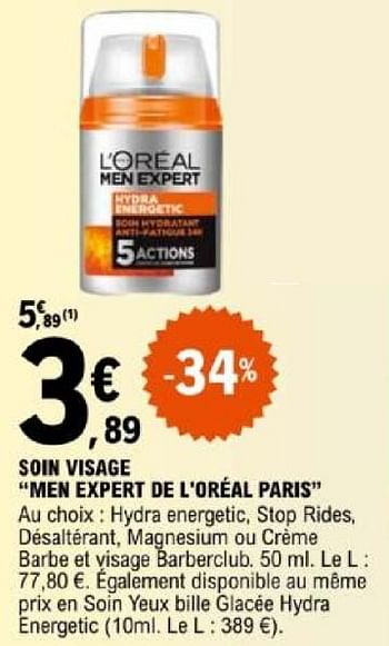 Promotions Soin visage men expert de l`oréal paris - L'Oreal Paris - Valide de 07/05/2024 à 18/05/2024 chez E.Leclerc