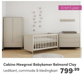 Promoties Cabino meegroei babykamer belmond clay - Cabino - Geldig van 07/05/2024 tot 18/05/2024 bij Baby & Tiener Megastore