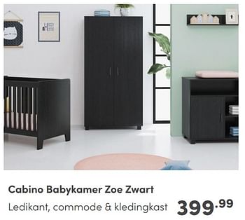 Promotions Cabino babykamer zoe zwart - Cabino - Valide de 07/05/2024 à 18/05/2024 chez Baby & Tiener Megastore