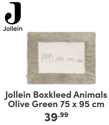 Promoties Jollein boxkleed animals olive green - Jollein - Geldig van 07/05/2024 tot 18/05/2024 bij Baby & Tiener Megastore