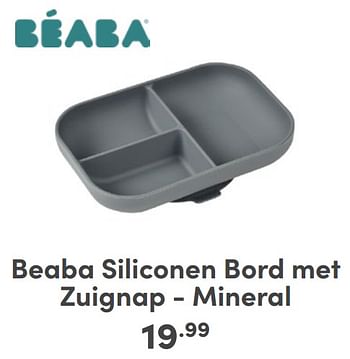Promoties Beaba siliconen bord met zuignap - mineral - Beaba - Geldig van 07/05/2024 tot 18/05/2024 bij Baby & Tiener Megastore