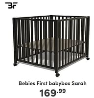 Promoties Bebies first babybox sarah - bebiesfirst - Geldig van 07/05/2024 tot 18/05/2024 bij Baby & Tiener Megastore