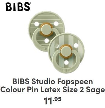 Promoties Bibs studio fopspeen colour pin latex size 2 sage - Bibs - Geldig van 07/05/2024 tot 18/05/2024 bij Baby & Tiener Megastore