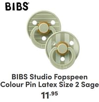 Bibs studio fopspeen colour pin latex size 2 sage-Bibs