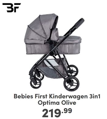 Promoties Bebies first kinderwagen 3in1 optima olive - bebiesfirst - Geldig van 07/05/2024 tot 18/05/2024 bij Baby & Tiener Megastore