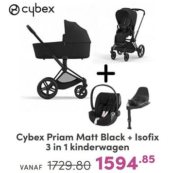 Promotions Cybex priam matt black + isofix 3 in 1 kinderwagen - Cybex - Valide de 07/05/2024 à 18/05/2024 chez Baby & Tiener Megastore