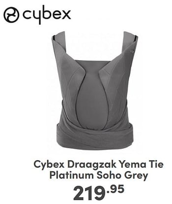 Promoties Cybex draagzak yema tie platinum soho grey - Cybex - Geldig van 07/05/2024 tot 18/05/2024 bij Baby & Tiener Megastore