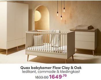 Promoties Quax babykamer flow clay + oak ledikant commode + kledingkast - Quax - Geldig van 07/05/2024 tot 18/05/2024 bij Baby & Tiener Megastore