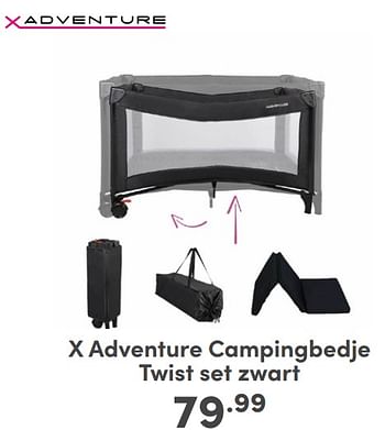 Promoties X adventure campingbedje twist set zwart - Xadventure - Geldig van 07/05/2024 tot 18/05/2024 bij Baby & Tiener Megastore