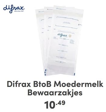 Promoties Difrax btob moedermelk bewaarzakjes - Difrax - Geldig van 07/05/2024 tot 18/05/2024 bij Baby & Tiener Megastore