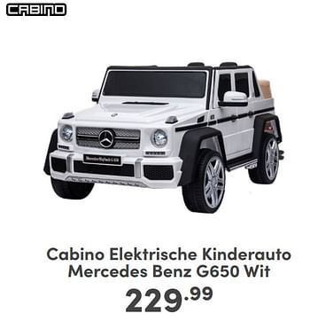 Promoties Cabino elektrische kinderauto mercedes benz g650 wit - Cabino - Geldig van 07/05/2024 tot 18/05/2024 bij Baby & Tiener Megastore