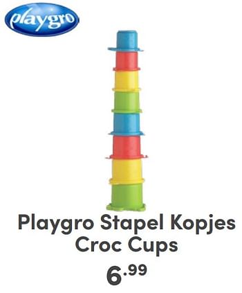 Promoties Playgro stapel kopjes croc cups - Playgro - Geldig van 07/05/2024 tot 18/05/2024 bij Baby & Tiener Megastore