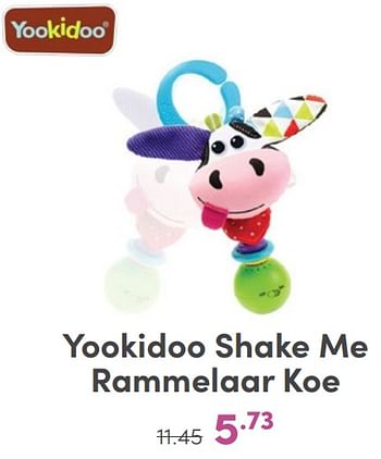 Promoties Yookidoo shake me rammelaar koe - Yookidoo - Geldig van 07/05/2024 tot 18/05/2024 bij Baby & Tiener Megastore