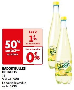 Promotions Badoit bulles de fruits - Badoit - Valide de 07/05/2024 à 19/05/2024 chez Auchan Ronq