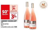 Promoties Cabernet d`anjou aop hve secrets de chai - Rosé wijnen - Geldig van 07/05/2024 tot 19/05/2024 bij Auchan