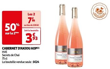Promotions Cabernet d`anjou aop hve secrets de chai - Vins rosé - Valide de 07/05/2024 à 19/05/2024 chez Auchan Ronq