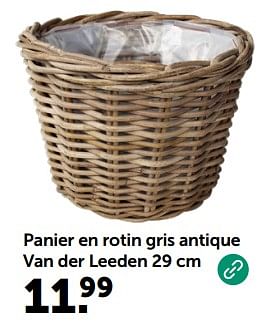 Promoties Panier en rotin gris antique van der leeden - Huismerk - Aveve - Geldig van 08/05/2024 tot 19/05/2024 bij Aveve