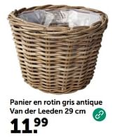 Promotions Panier en rotin gris antique van der leeden - Produit maison - Aveve - Valide de 08/05/2024 à 19/05/2024 chez Aveve