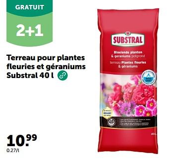 Promoties Terreau pour plantes fleuries et géraniums substral - Substral - Geldig van 08/05/2024 tot 19/05/2024 bij Aveve