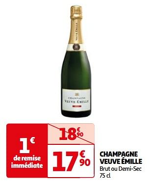 Promoties Champagne veuve émille brut ou demi-sec - Champagne - Geldig van 07/05/2024 tot 19/05/2024 bij Auchan